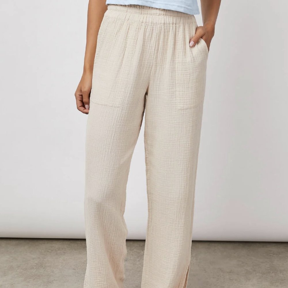 NEW RAILS Leon Cotton Wide Leg Pants Color: Flax Size: Large